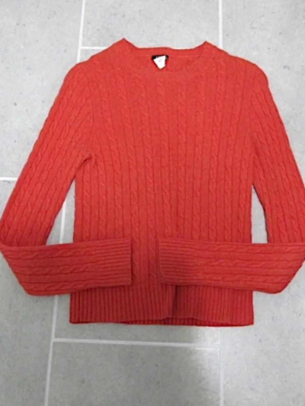 J.Crew Rusty Orange Cable Knit Cashmere Blend Sweater, Size M